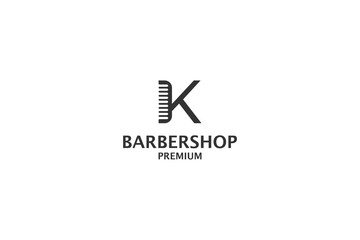 Letter K barbershop logo design vector illustration idea