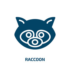 raccoon vector icon. raccoon, character, cartoon filled icons from flat animals concept. Isolated black glyph icon, vector illustration symbol element for web design and mobile apps