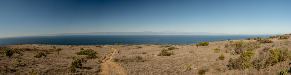 Panorama of Trail Cuttting Across Santa Cruz Island