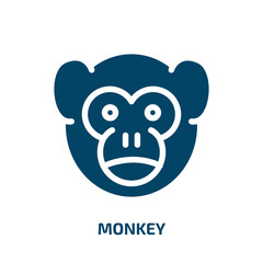 monkey vector icon. monkey, happy, animal filled icons from flat animals concept. Isolated black glyph icon, vector illustration symbol element for web design and mobile apps