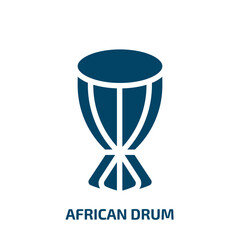 african drum vector icon. african drum, drum, ethnic filled icons from flat africa concept. Isolated black glyph icon, vector illustration symbol element for web design and mobile apps