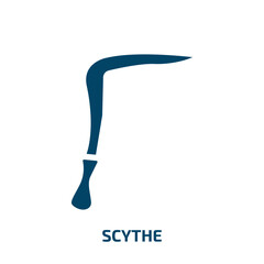scythe vector icon. scythe, sickle, farm filled icons from flat africa concept. Isolated black glyph icon, vector illustration symbol element for web design and mobile apps