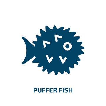 puffer fish vector icon. puffer fish, ocean, animal filled icons from flat wildlife concept. Isolated black glyph icon, vector illustration symbol element for web design and mobile apps