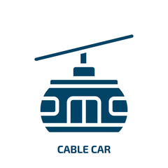 cable car vector icon. cable car, car, cable filled icons from flat zoo concept. Isolated black glyph icon, vector illustration symbol element for web design and mobile apps