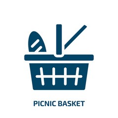 picnic basket vector icon. picnic basket, basket, picnic filled icons from flat zoo concept. Isolated black glyph icon, vector illustration symbol element for web design and mobile apps