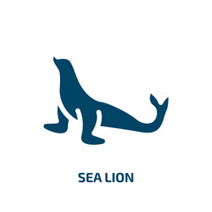 sea lion vector icon. sea lion, sea, lion filled icons from flat zoo concept. Isolated black glyph icon, vector illustration symbol element for web design and mobile apps