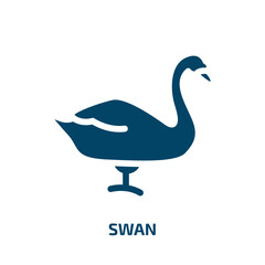 swan vector icon. swan, style, beauty filled icons from flat birds concept. Isolated black glyph icon, vector illustration symbol element for web design and mobile apps