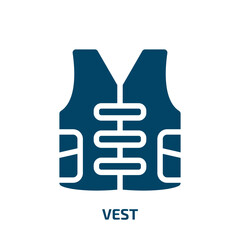 vest vector icon. vest, safety, safe filled icons from flat wildlife concept. Isolated black glyph icon, vector illustration symbol element for web design and mobile apps