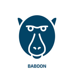 baboon vector icon. baboon, animal, monkey filled icons from flat animal head concept. Isolated black glyph icon, vector illustration symbol element for web design and mobile apps