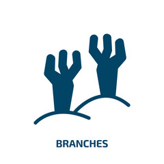 branches vector icon. branches, branch, tree filled icons from flat desert concept. Isolated black glyph icon, vector illustration symbol element for web design and mobile apps