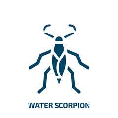water scorpion vector icon. water scorpion, sagittarius, aries filled icons from flat insects concept. Isolated black glyph icon, vector illustration symbol element for web design and mobile apps
