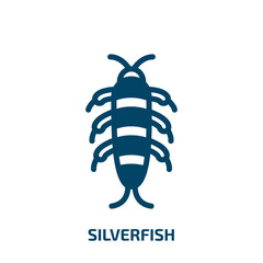 silverfish vector icon. silverfish, beetle, water filled icons from flat insects concept. Isolated black glyph icon, vector illustration symbol element for web design and mobile apps