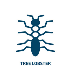 tree lobster vector icon. tree lobster, lobster, tree filled icons from flat insects concept. Isolated black glyph icon, vector illustration symbol element for web design and mobile apps