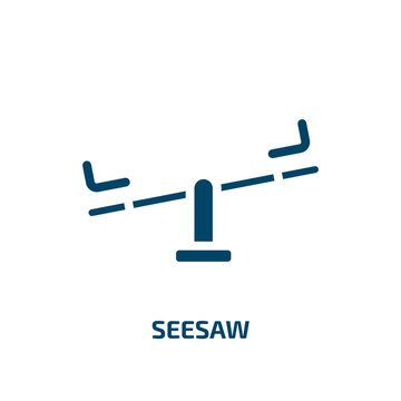 seesaw vector icon. seesaw, balance, scale filled icons from flat city park concept. Isolated black glyph icon, vector illustration symbol element for web design and mobile apps
