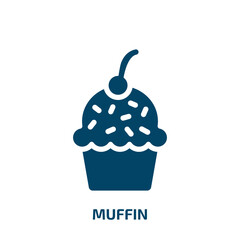 muffin vector icon. muffin, cake, food filled icons from flat thanksgiving concept. Isolated black glyph icon, vector illustration symbol element for web design and mobile apps