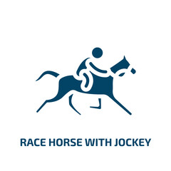 race horse with jockey vector icon. race horse with jockey, stallion, jockey filled icons from flat horses concept. Isolated black glyph icon, vector illustration symbol element for web design and