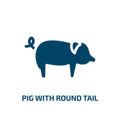 Obraz premium pig with round tail vector icon. pig with round tail, pig, tail filled icons from flat free animals concept. Isolated black glyph icon, vector illustration symbol element for web design and mobile