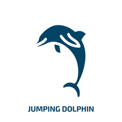 jumping dolphin vector icon. jumping dolphin, dolphin, fish filled icons from flat free animals concept. Isolated black glyph icon, vector illustration symbol element for web design and mobile apps