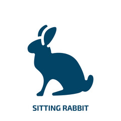 sitting rabbit vector icon. sitting rabbit, mammal, rabbit filled icons from flat free animals concept. Isolated black glyph icon, vector illustration symbol element for web design and mobile apps