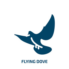 flying dove vector icon. flying dove, bird, pigeon filled icons from flat free animals concept. Isolated black glyph icon, vector illustration symbol element for web design and mobile apps