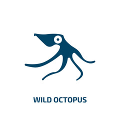 wild octopus vector icon. wild octopus, ocean, animal filled icons from flat free animals concept. Isolated black glyph icon, vector illustration symbol element for web design and mobile apps