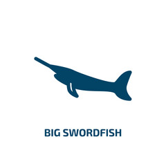 big swordfish vector icon. big swordfish, big, emblem filled icons from flat fauna concept. Isolated black glyph icon, vector illustration symbol element for web design and mobile apps