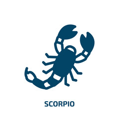 scorpio vector icon. scorpio, zodiac, sagittarius filled icons from flat insects concept. Isolated black glyph icon, vector illustration symbol element for web design and mobile apps