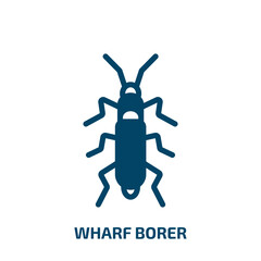 wharf borer vector icon. wharf borer, vector, graphic filled icons from flat insects concept. Isolated black glyph icon, vector illustration symbol element for web design and mobile apps
