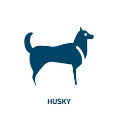 husky vector icon. husky, animal, dog filled icons from flat dog breeds fullbody concept. Isolated black glyph icon, vector illustration symbol element for web design and mobile apps