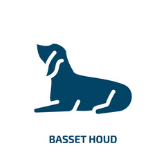 basset houd vector icon. basset houd, vector, graphic filled icons from flat dog breeds fullbody concept. Isolated black glyph icon, vector illustration symbol element for web design and mobile apps