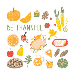 Cartoon elements for thanksgiving day