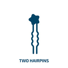 two hairpins vector icon. two hairpins, beauty, tie filled icons from flat beautiful concept. Isolated black glyph icon, vector illustration symbol element for web design and mobile apps