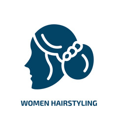 women hairstyling vector icon. women hairstyling, girl, hairstyle filled icons from flat beauty concept. Isolated black glyph icon, vector illustration symbol element for web design and mobile apps