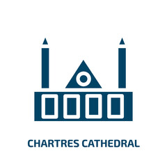 chartres cathedral vector icon. chartres cathedral, cathedral, chartres filled icons from flat linear monuments concept. Isolated black glyph icon, vector illustration symbol element for web design