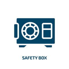 safety box vector icon. safety box, safety, box filled icons from flat banking and finance concept. Isolated black glyph icon, vector illustration symbol element for web design and mobile apps