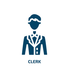 clerk vector icon. clerk, service, employee filled icons from flat finance concept. Isolated black glyph icon, vector illustration symbol element for web design and mobile apps