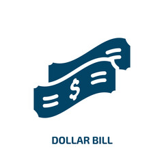 dollar bill vector icon. dollar bill, business, dollar filled icons from flat money concept. Isolated black glyph icon, vector illustration symbol element for web design and mobile apps
