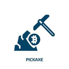 pickaxe vector icon. pickaxe, equipment, tool filled icons from flat bitcoin concept. Isolated black glyph icon, vector illustration symbol element for web design and mobile apps
