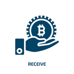 receive vector icon. receive, business, website filled icons from flat cryptocurrency concept. Isolated black glyph icon, vector illustration symbol element for web design and mobile apps
