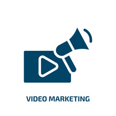 video marketing vector icon. video marketing, video, marketing filled icons from flat seo and business concept. Isolated black glyph icon, vector illustration symbol element for web design and mobile