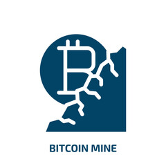 bitcoin mine vector icon. bitcoin mine, mining, cryptocurrency filled icons from flat bitcoin concept. Isolated black glyph icon, vector illustration symbol element for web design and mobile apps