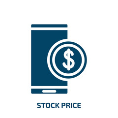 stock price vector icon. stock price, price, stock filled icons from flat bitcoin concept. Isolated black glyph icon, vector illustration symbol element for web design and mobile apps