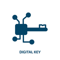 digital key vector icon. digital key, key, digital filled icons from flat cryptocurrency concept. Isolated black glyph icon, vector illustration symbol element for web design and mobile apps