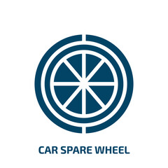 car spare wheel vector icon. car spare wheel, motor, repair filled icons from flat car parts concept. Isolated black glyph icon, vector illustration symbol element for web design and mobile apps