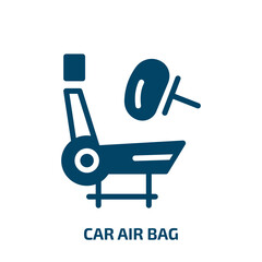 car air bag vector icon. car air bag, plane, bus filled icons from flat car parts concept. Isolated black glyph icon, vector illustration symbol element for web design and mobile apps