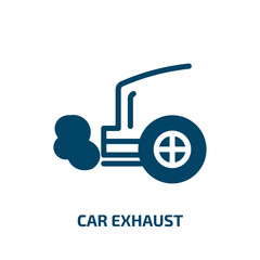 car exhaust vector icon. car exhaust, exhaust, car filled icons from flat car parts concept. Isolated black glyph icon, vector illustration symbol element for web design and mobile apps