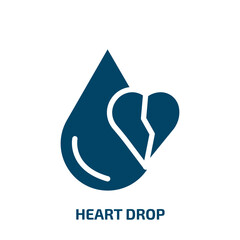 heart drop vector icon. heart drop, drop, heart filled icons from flat charity concept. Isolated black glyph icon, vector illustration symbol element for web design and mobile apps