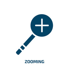 Obraz premium zooming vector icon. zooming, zoom, magnifying filled icons from flat mobile concept. Isolated black glyph icon, vector illustration symbol element for web design and mobile apps