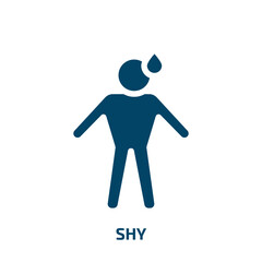 shy vector icon. shy, face, happy filled icons from flat introvert concept. Isolated black glyph icon, vector illustration symbol element for web design and mobile apps