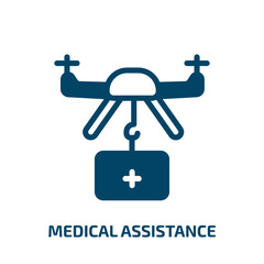 medical assistance vector icon. medical assistance, medical, care filled icons from flat drone concept. Isolated black glyph icon, vector illustration symbol element for web design and mobile apps